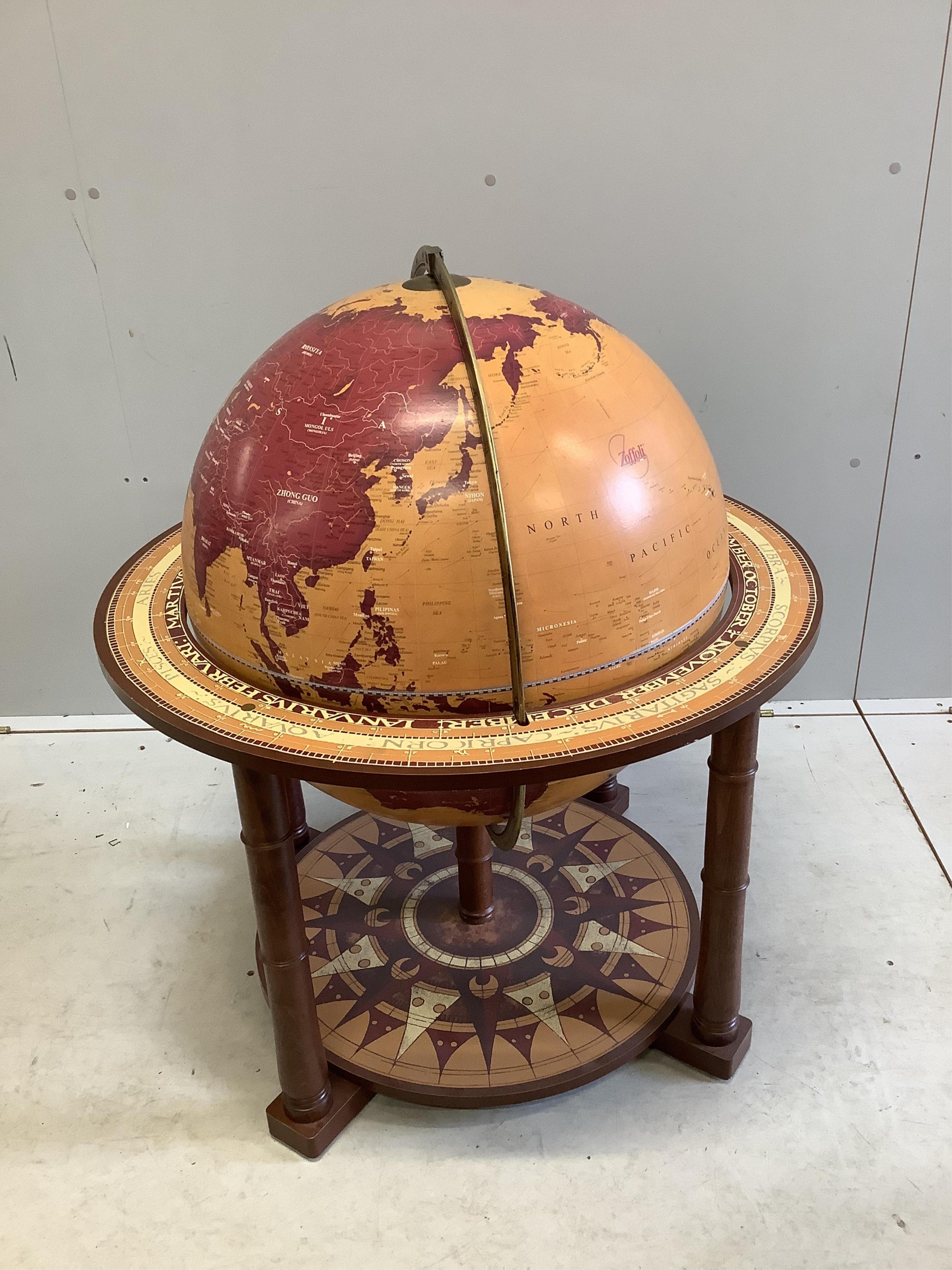 A modern Italian Zoffoli library globe, height 90cm. Condition - fair to good